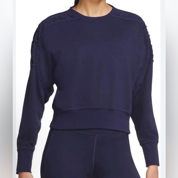 Nike Women’s Sweatshirt With Lace Up Sleeve Ribbon Detail in Black Size X-Small - Picture 1 of 11